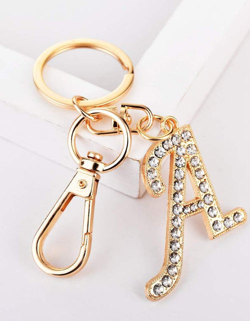 Load image into Gallery viewer, Keychain for Women  Purse Charms for Handbags Crystal Alphabet Initial Letter Pendant with Key Ring
