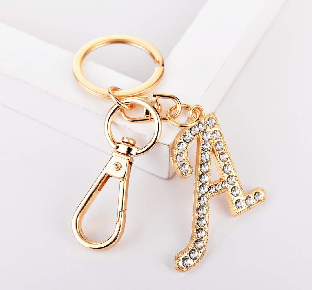 Keychain for Women  Purse Charms for Handbags Crystal Alphabet Initial Letter Pendant with Key Ring