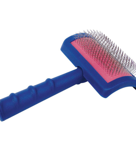 Tuffer than Tangles Slicker Brush for Dog Grooming with Long, Regular Pins, Medium Size, Perfect for Doodle Breeds, Angled Pins for Dematting, Remove Undercoat, Comfort Grip Handle