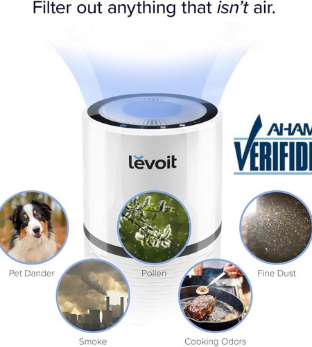 Air Purifiers for Home, HEPA Filter for Smoke, Dust and Pollen in Bedroom, Ozone Free, Filtration System Odor Eliminators for Office with Optional Night Light, 1 Pack, White