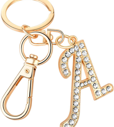 Keychain for Women  Purse Charms for Handbags Crystal Alphabet Initial Letter Pendant with Key Ring