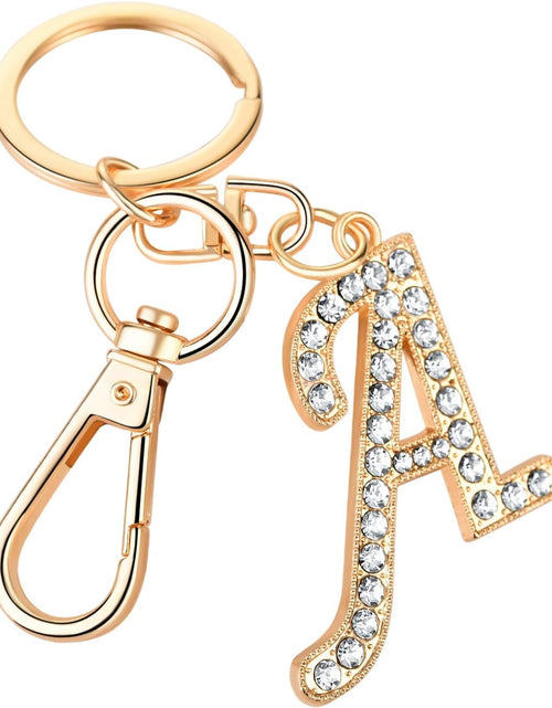 Load image into Gallery viewer, Keychain for Women  Purse Charms for Handbags Crystal Alphabet Initial Letter Pendant with Key Ring
