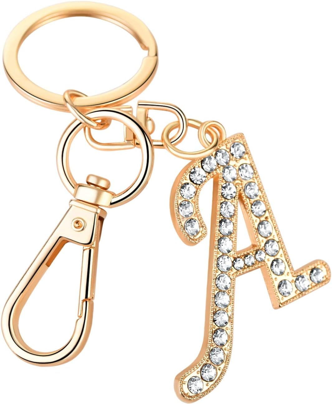 Keychain for Women  Purse Charms for Handbags Crystal Alphabet Initial Letter Pendant with Key Ring