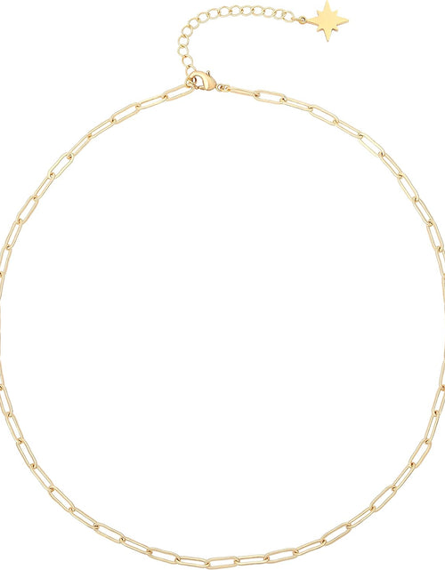 Load image into Gallery viewer, 18K Gold Paperclip Chain Choker Satellite Chain Lava Bead Pendant Necklace Dainty Jewelry for Women 16''
