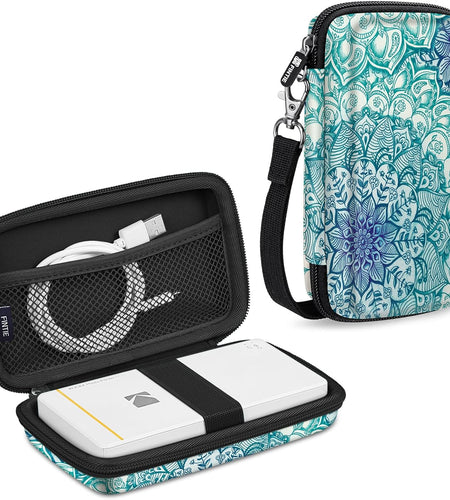 Protective Case for Kodak Step/Kodak Mini 2 Hd/Kodak Printomatic/Kodak Smile Camera & Printer - Shockproof Hard Shell Carrying Case with Inner Pocket, Emerald Illusions