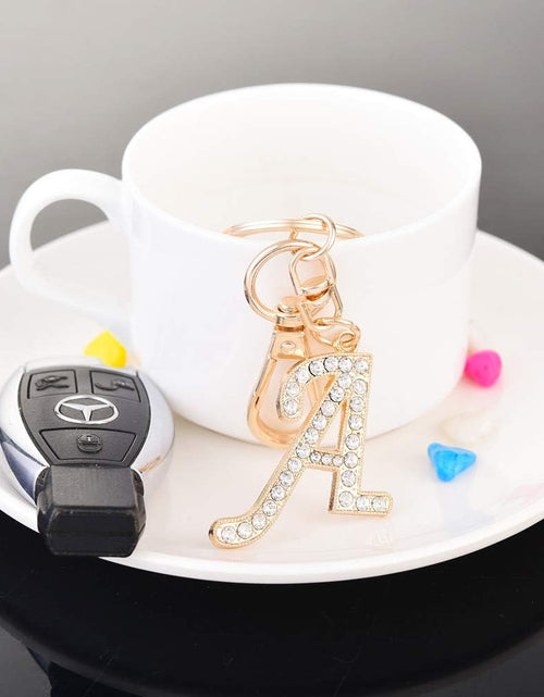 Load image into Gallery viewer, Keychain for Women  Purse Charms for Handbags Crystal Alphabet Initial Letter Pendant with Key Ring
