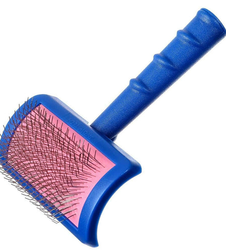 Tuffer than Tangles Slicker Brush for Dog Grooming with Long, Regular Pins, Medium Size, Perfect for Doodle Breeds, Angled Pins for Dematting, Remove Undercoat, Comfort Grip Handle