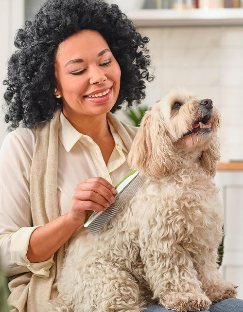 Load image into Gallery viewer, Dog Comb for Removes Tangles and Knots - Cat Comb for Removing Matted Fur - Grooming Tool with Stainless Steel Teeth and Non-Slip Grip Handle - Best Pet Hair Comb for Home Grooming Kit - Ebook Guide
