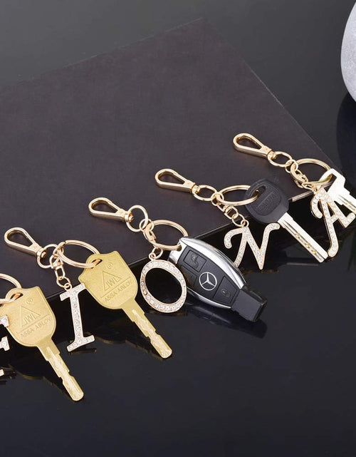 Load image into Gallery viewer, Keychain for Women  Purse Charms for Handbags Crystal Alphabet Initial Letter Pendant with Key Ring
