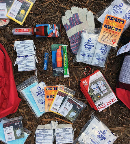 First My Family All-In-One 2 Person, 72 Hour Emergency Survival Kit for Fires, Earthquakes, Hurricanes, Floods, Tsunami and Other Disasters - Premium Red Backpack